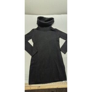 H&M Basic women's black tight knit long sleeve sweater dress high neck sz. M